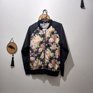 Garage Black Floral Lightweight Bomber Jacket